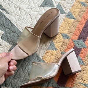 Who What Wear Beige Clear Strap Mules